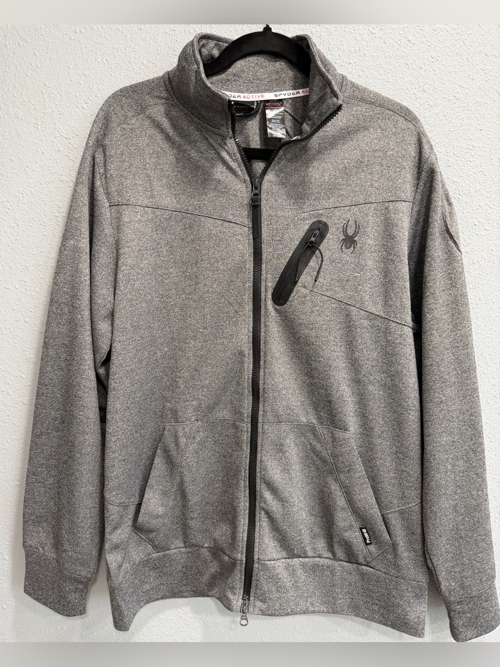 Spyder | Men’s Active Prow Web Full Zip Heathered Gray Hoodie Jacket, Size L